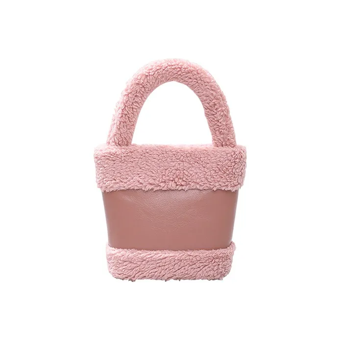 JANE KLAIN PU Fuzzy Basket Bag Bucket Bag Handbag Small Size Women's Multicolor-1