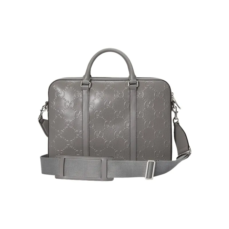 GUCCI Leather Shoulder Bag, Crossbody Bag, Handbag Men's Gray-3