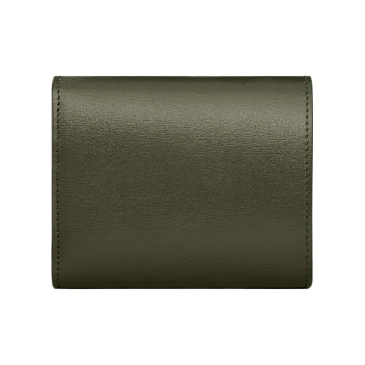 CELINE Triomphe Calfskin Wallet Small Size Women's Khaki Green-2