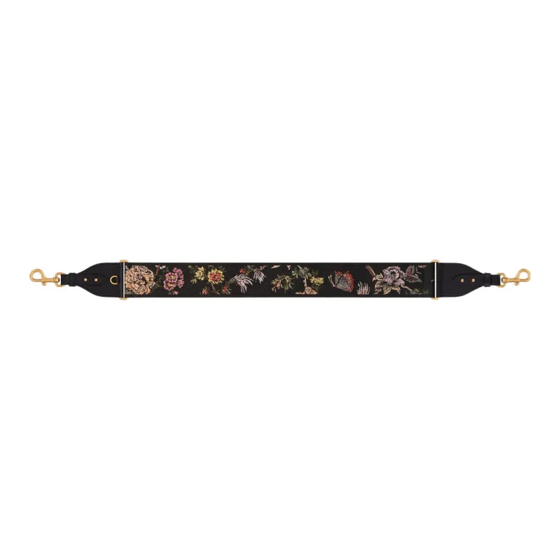 DIOR Embroidered Cow Leather Patchwork Shoulder Strap Bag Straps Women's Black/Multicolor-1