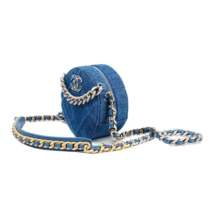 CHANEL 19Bag Denim Shoulder Bag, Crossbody Bag Women's Blue-1