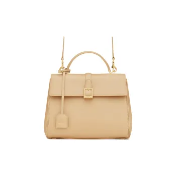 SAINT LAURENT Bright Cow Leather Shoulder Bag, Crossbody Bag, Handbag Trumpets Women's Beige Yellow