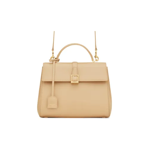 SAINT LAURENT Shiny Cow Leather Shoulder Bag Crossbody Bag Handbag Small Size Women's Beige Yellow