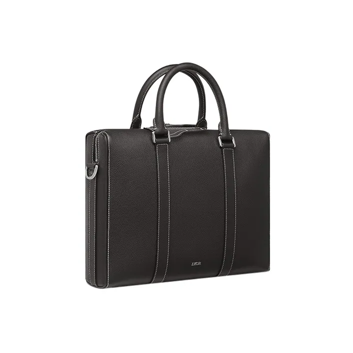 DIOR Lingot Grained Calfskin Handbag Shoulder Bag Crossbody Bag Briefcases Men's Black-2