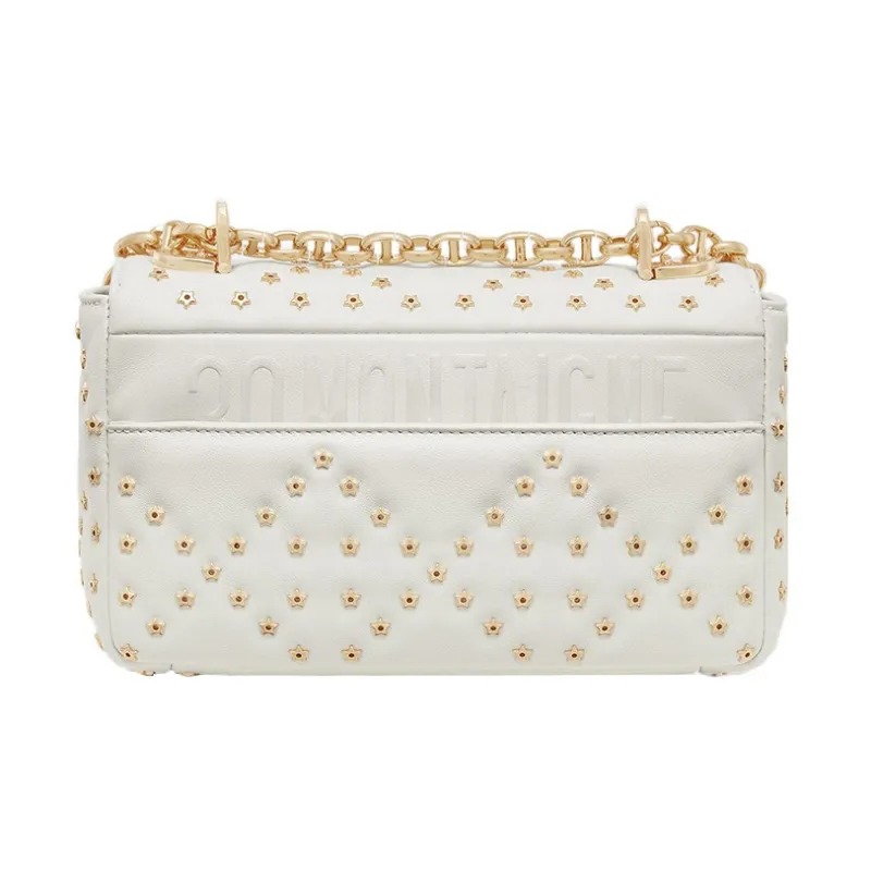 DIOR Caro Lambskin Clutches Shoulder Bag Crossbody Bag Small Size Women's Milk White-3
