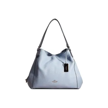 COACH Edie Pebbled Leather One Shoulder Handbags Large Size Women's Cornflower Blue