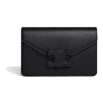 CELINE Triomphe Arc De Triomphe Calfskin Envelope Bag Handbag Shoulder Bag Crossbody Bag Mini Women's Black