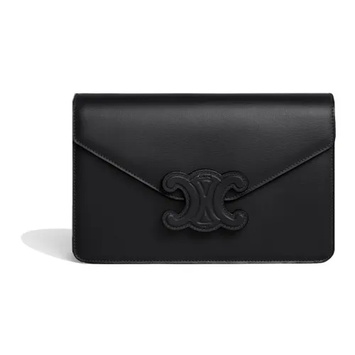 CELINE Triomphe Arc De Triomphe Calfskin Envelope Bag Handbag Shoulder Bag Crossbody Bag Mini Women's Black