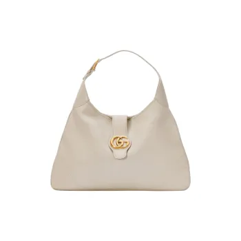 GUCCI Aphrodite Leather Handbag Shoulder Bag Large Size Women's White