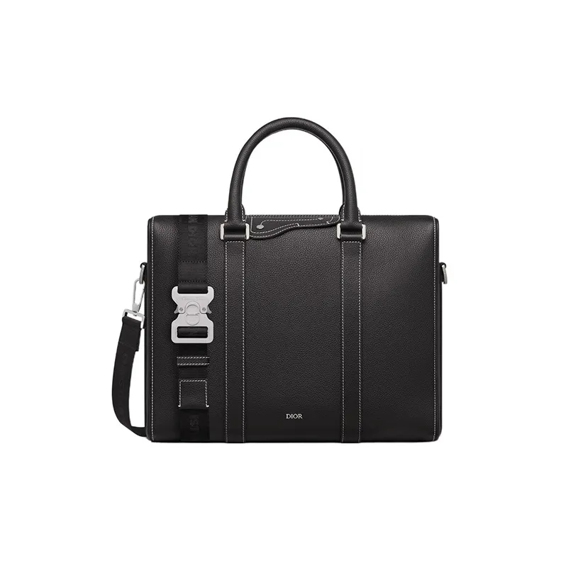 DIOR Lingot Grained Calfskin Handbag Shoulder Bag Crossbody Bag Briefcases Men's Black-0