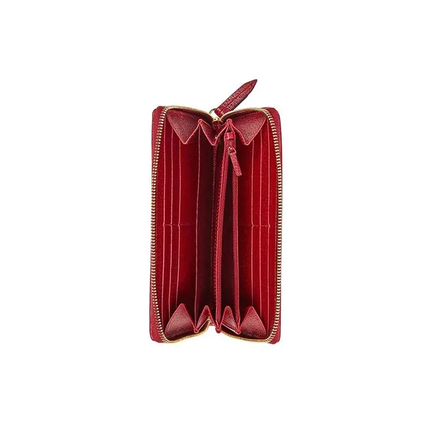 GUCCI Canvas With Leather Card Holder Wallet Women's Red & Blue & Beige-3