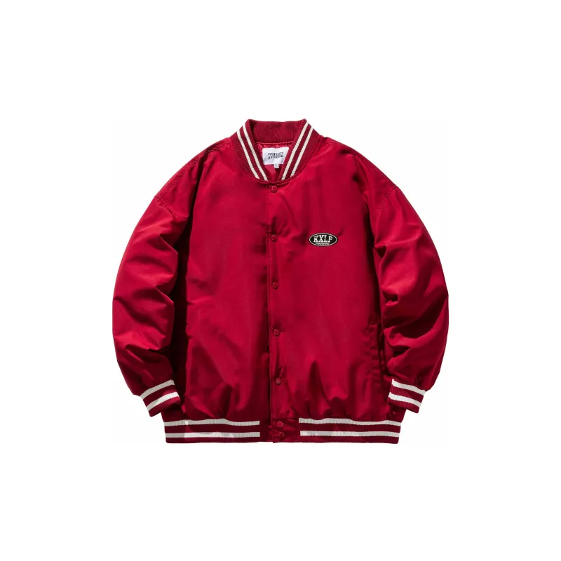 KXLFCHN Letter Baseball Collar Loose Fit Puffer Jacket Unisex-11