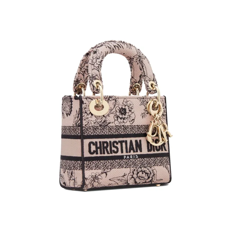 DIOR Lady D Lite Embroidery Daisie Bag Shoulder Bag Crossbody Bag Handbag Mini Women's Pink-1