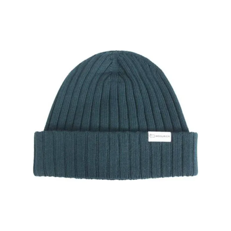 WOOLRICH Logo Patch Ribbed Beanie-0