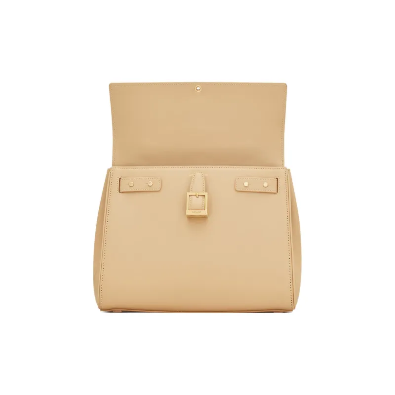 SAINT LAURENT Bright Cow Leather Shoulder Bag, Crossbody Bag, Handbag Trumpets Women's Beige Yellow-5