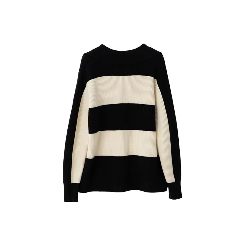 SOON FLOWER Knitwear Women's Black White Stripes-1