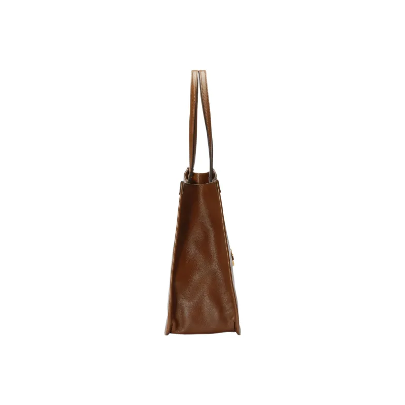 GUCCI Horsebit 1955 Shiny Leather Tote Bag Shopping Bag Handbag Women's Brown-3