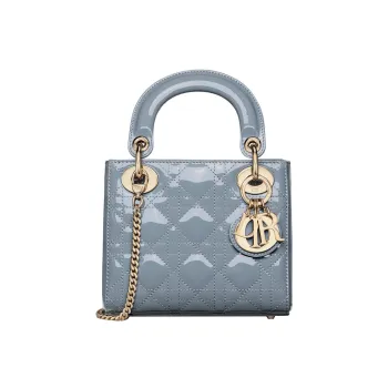 DIOR Lady Dior Patent Leather, Cow Leather Lady Dior Bag Shoulder Bag, Crossbody Bag, Handbag Mini Women's Powder Blue