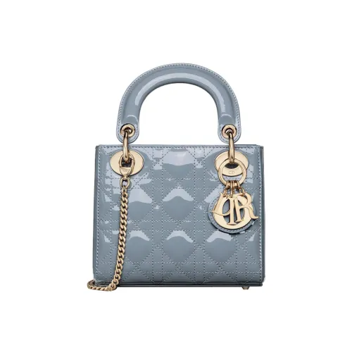 DIOR Lady Dior Patent Leather, Cow Leather Lady Dior Bag Shoulder Bag, Crossbody Bag, Handbag Mini Women's Powder Blue