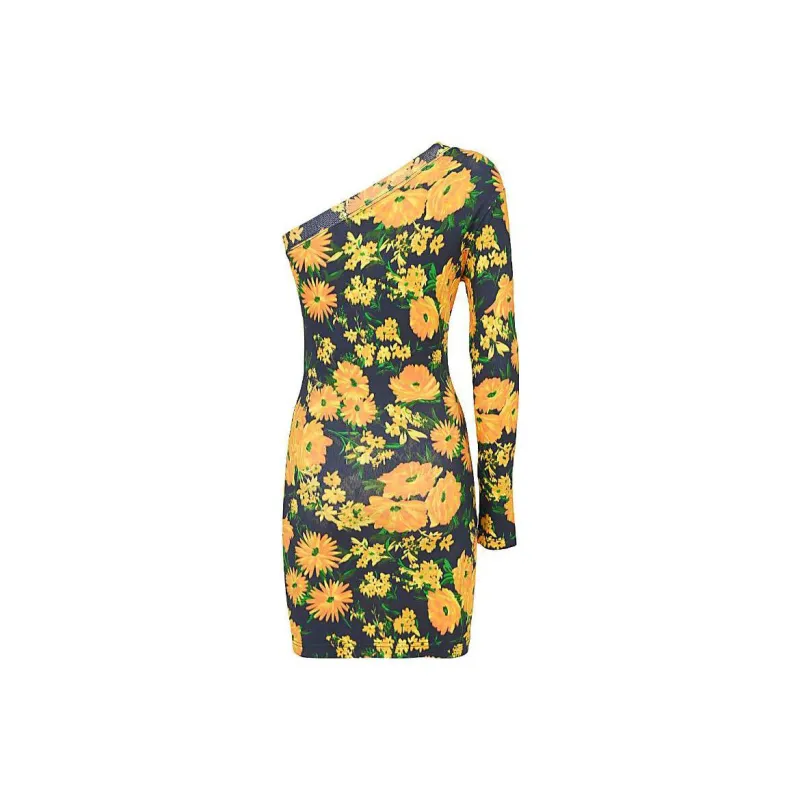 Balenciaga Floral Printed One Shoulder Dress-1