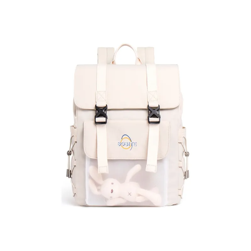 SOSITE Nylon Backpack Medium Size Unisex Candy Blue/Ecru/Coconut Gray-6