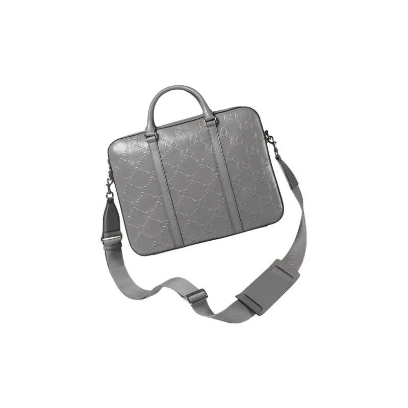 GUCCI Leather Shoulder Bag, Crossbody Bag, Handbag Men's Gray-2