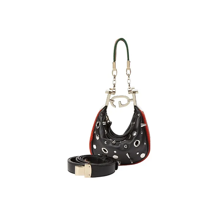 GUCCI Attache Leather Crescent Bag Handbag Shoulder Bag Women's Black-1