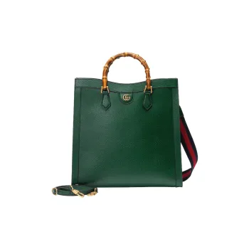 GUCCI Diana Leather Tote Bag Shopping Bag Shoulder Bag Crossbody Bag Handbag Large Size Men's Dark Green