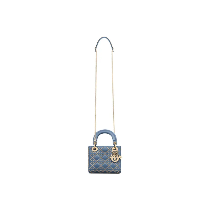 DIOR Lady Dior Sheepskin Daisie Bag Shoulder Bag Crossbody Bag Handbag Mini Women's Denim Blue-3