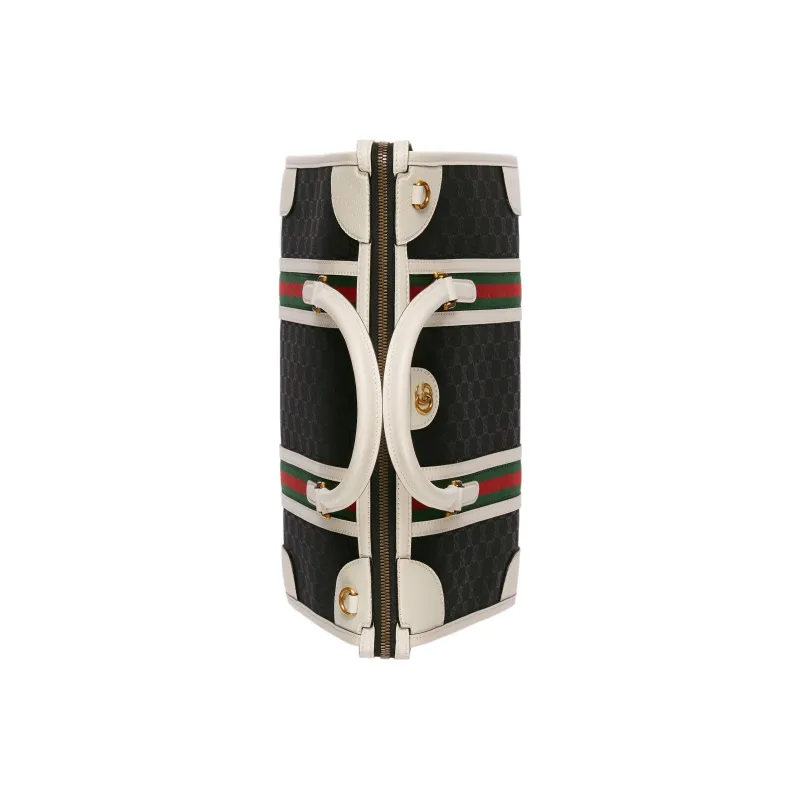 GUCCI Canvas With Leather Trim Canvas Bag Shoulder Bag Crossbody Bag Handbag Large Size Women's Black/White-4