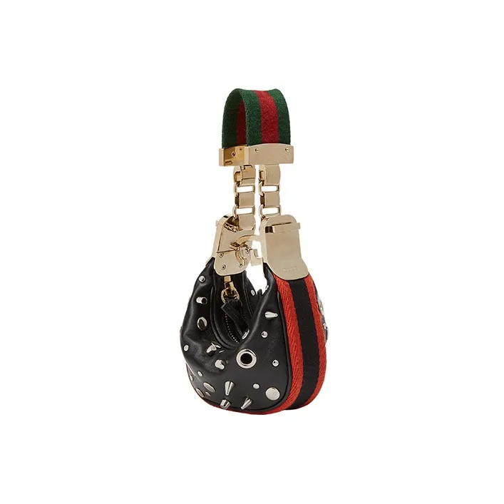 GUCCI Attache Leather Crescent Bag Handbag Shoulder Bag Women's Black-3