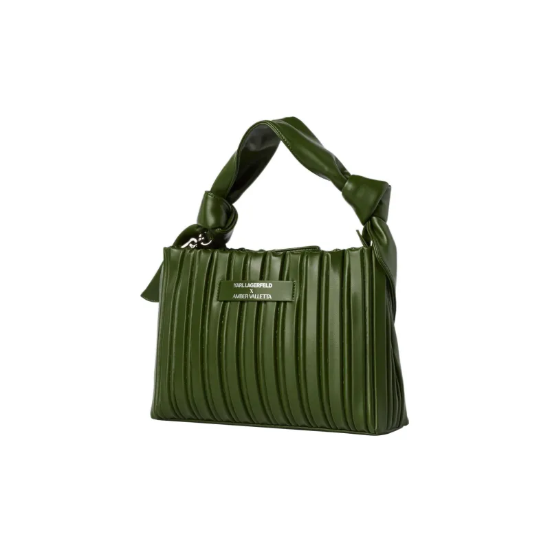 KARL LAGERFELD Amber Valletta Collaboration Artificial Leather Clutch, One Shoulder Handbag Women's Green-1