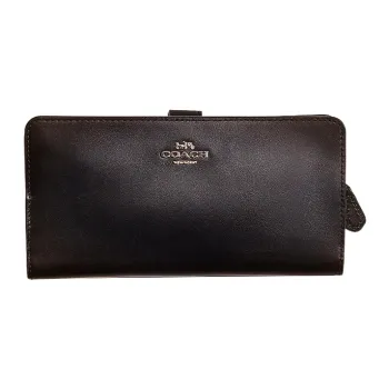 COACH Skinny Wallet Genuine Leather Clutches Card Holder Wallet Women's Black