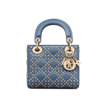 DIOR Lady Dior Sheepskin Daisie Bag Shoulder Bag Crossbody Bag Handbag Mini Women's Denim Blue