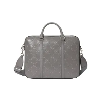GUCCI Leather Shoulder Bag, Crossbody Bag, Handbag Men's Gray