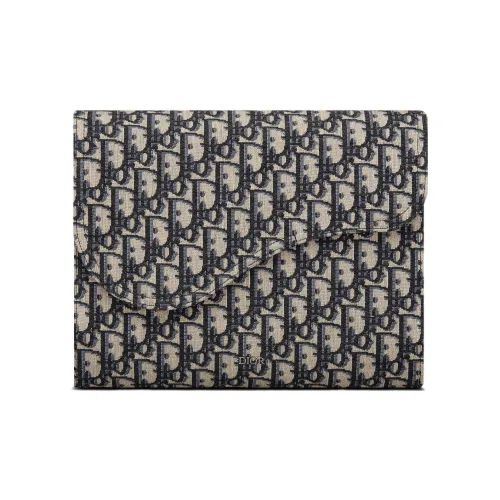 DIOR Jacquard With Canvas Saddle Bag Canvas Bag Clutch Women's Beige/Black