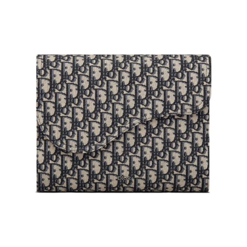 DIOR Jacquard With Canvas Saddle Bag Canvas Bag Clutch Women's Beige/Black-0