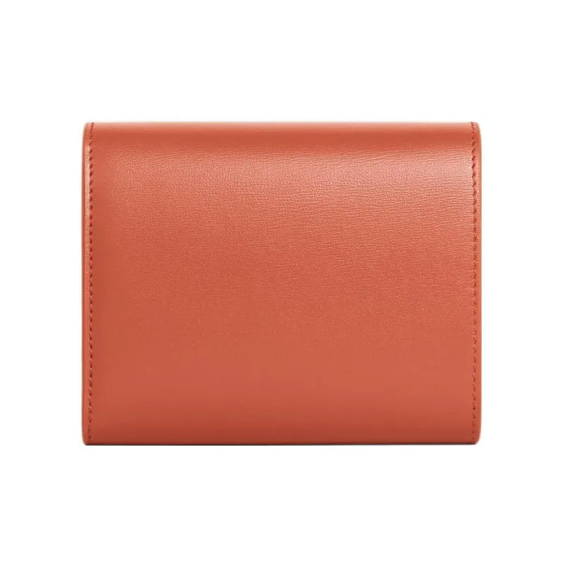 CELINE Triomphe Shiny Smooth Calfskin Card Holder Wallet Small Size Women's Orange-2