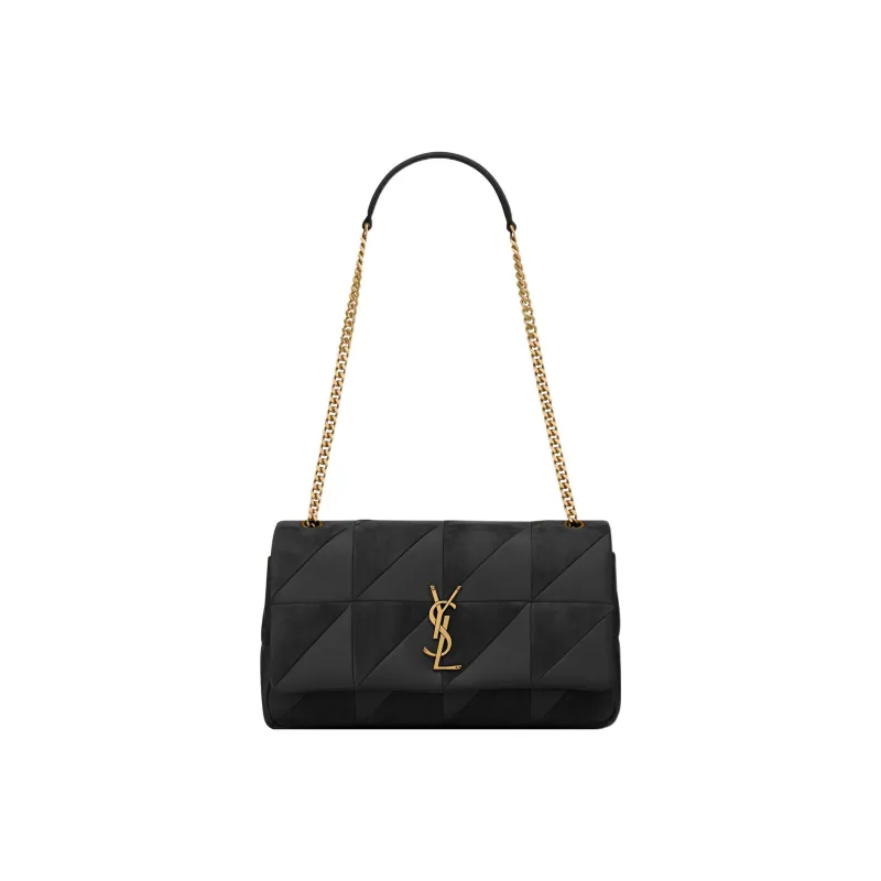 SAINT LAURENT Jamie Lambskin With Suede Detail Portable Crossbody Bag, Shoulder Bag Women's Black-0