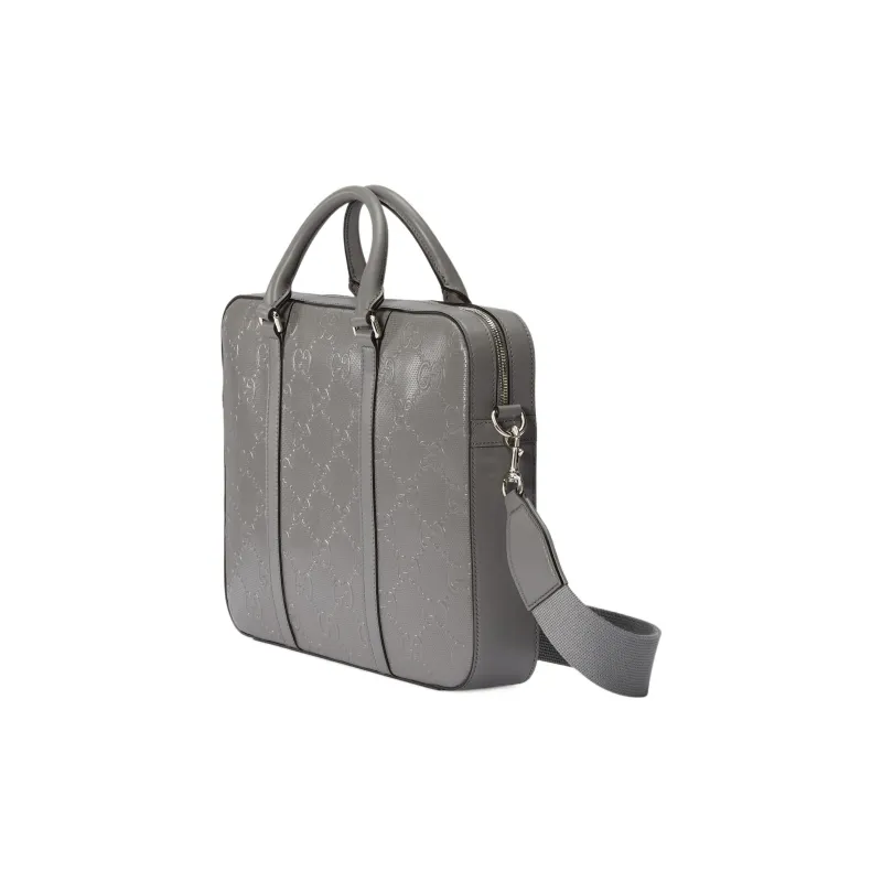GUCCI Leather Shoulder Bag, Crossbody Bag, Handbag Men's Gray-1