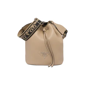 PRADA Leather Bucket Bags Shoulder Bag Crossbody Bag Women's Sand