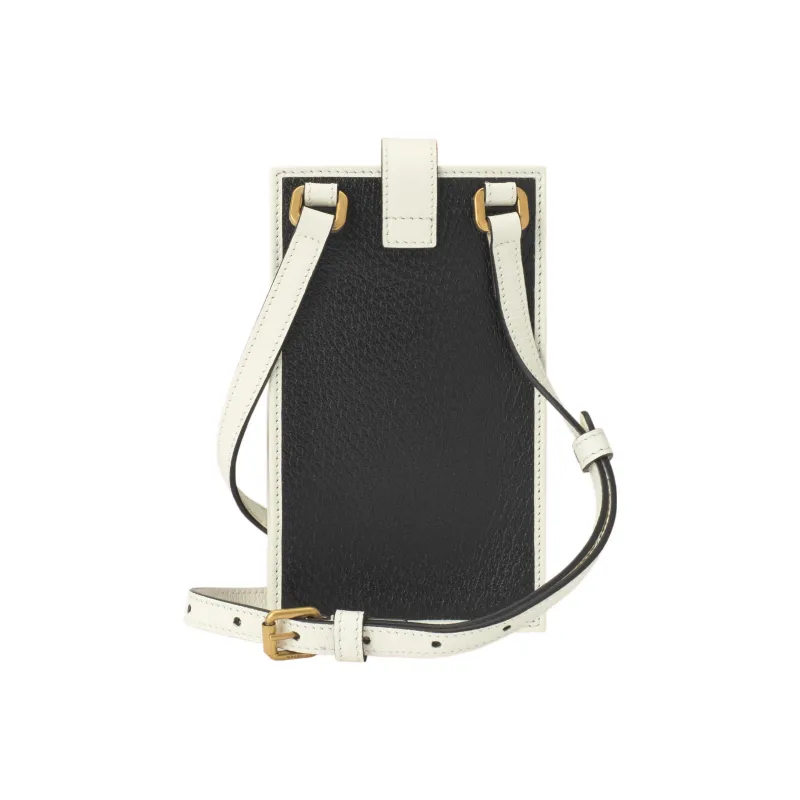 GUCCI Adidas Collaboration Leather Cell Phone Pouch Shoulder Bag Crossbody Bag Women's Black/Ecru-2