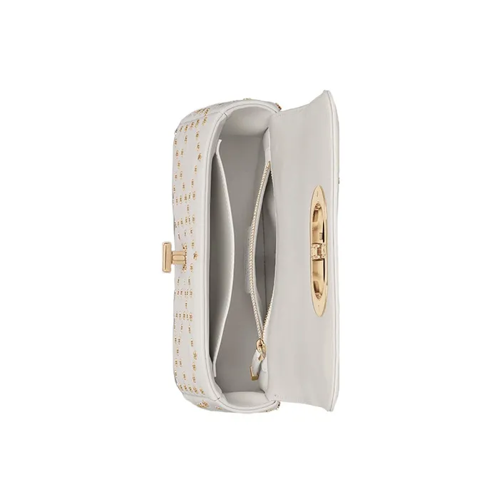 DIOR Caro Lambskin Clutches Shoulder Bag Crossbody Bag Small Size Women's Milk White-4
