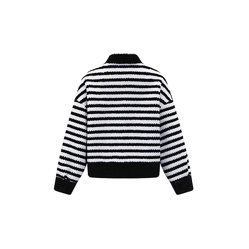 MacyMccoy Velvet Jackets Women's Black White Stripes-1