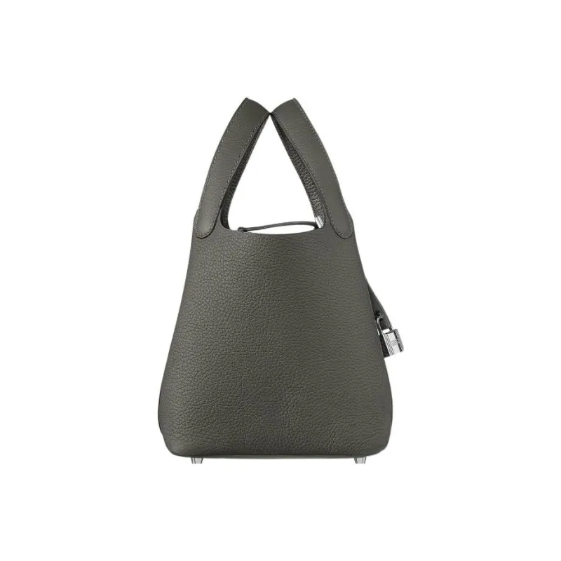HERMES Picotin Lock Clemence Bullock Leather Basket Bag Handbag Bucket Bag 18 Women's 0L Grismeyer Cumulonimbus Gray-2