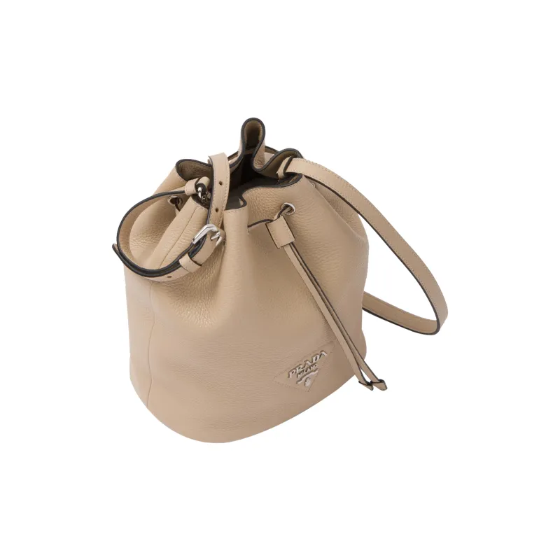 PRADA Leather Bucket Bags Shoulder Bag Crossbody Bag Women's Sand-1