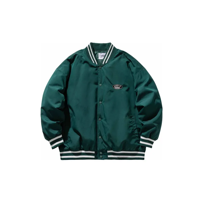 KXLFCHN Letter Baseball Collar Loose Fit Puffer Jacket Unisex-6