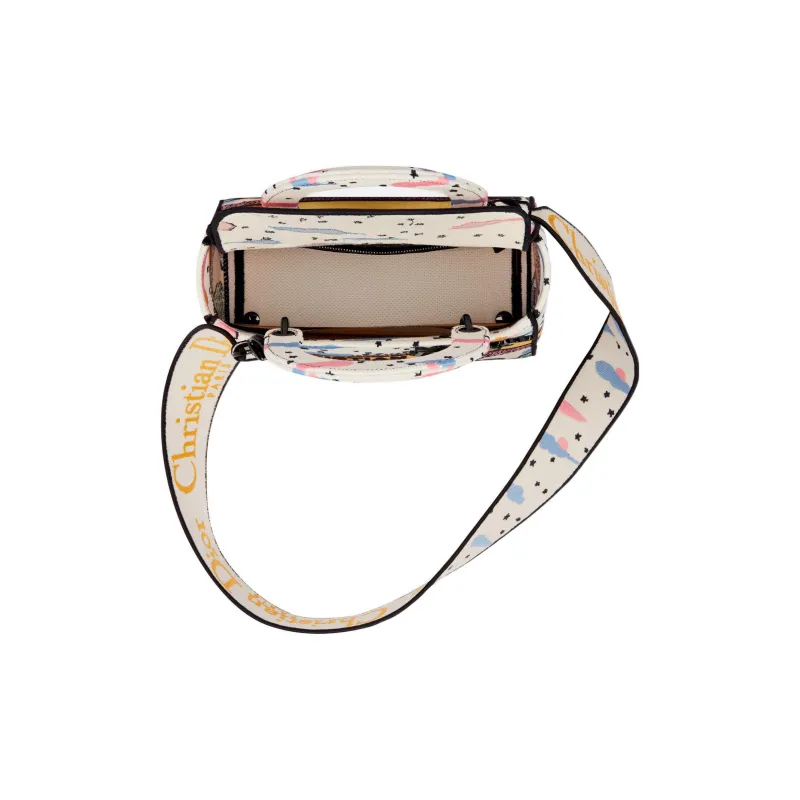 DIOR Lady D-Lite Embroidery Tote Bag Shopping Bag Shoulder Bag Crossbody Bag Handbag Medium Size Women's Multicolor-3