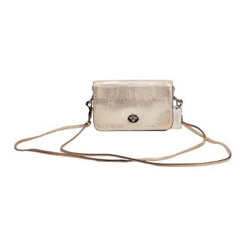 COACH Penny Metal Leather Crossbody Bag Shoulder Bag Women's Champagne