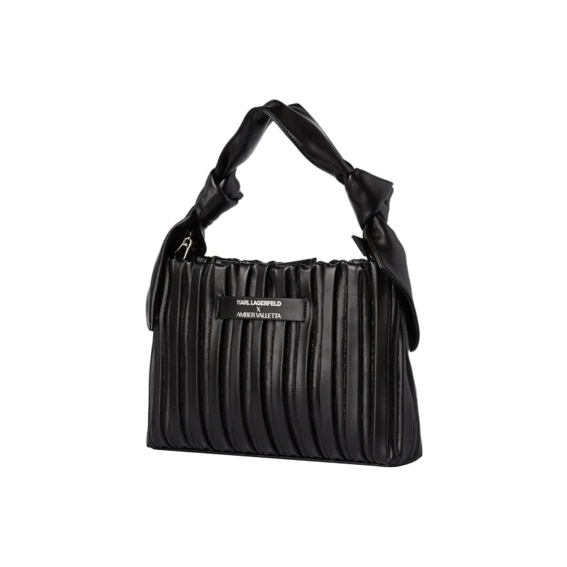 KARL LAGERFELD Amber Valletta Collaboration Artificial Leather Clutch, One Shoulder Handbag Women's Black-1